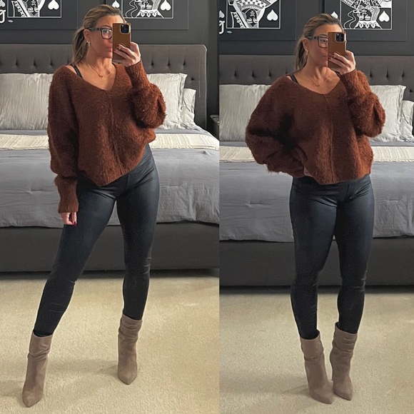 Free People Sweaters - FREE PEOPLE BROWN FUZZY SWEATER S